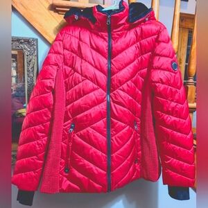 Women's Nautica Puffer Jacket/Coat Hooded Raspberry Size XL